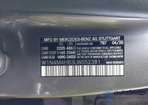 2020 Mercedes-Benz Glb 250 4Matic from USA, damaged, VIN W1N4M4HB3LW052381